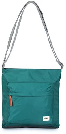 ROKA Kennington Medium Nylon Crossbody Bags for Women & Men - Multi Pockets, Chunky Zip, Adjustable Strap for Travel, Work, School - Teal