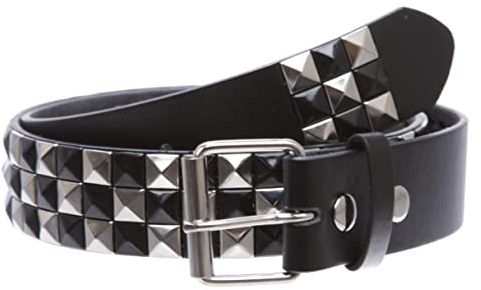 Gürtel mit Nieten zum Aufstecken, 38 mm, Schachbrettmuster, Punkrock, mit Nieten, silber/schwarz, s 30-32