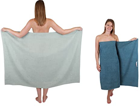 Betz 2 Stück Maxi Duschtücher XXL Badetuch Duschtuch Größe 100x150cm Berlin Farbe Jade/taubenblau