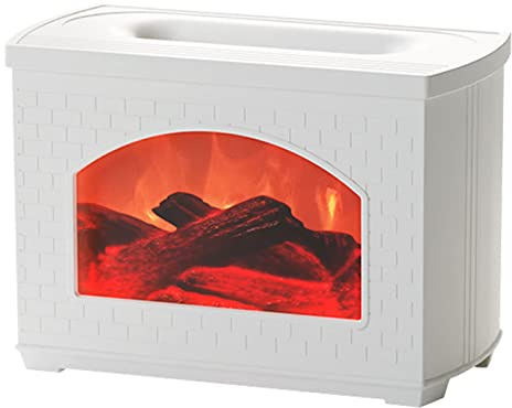TOPINCN 270 Ml Tragbarer Mini Luftdiffusor, Nebelbefeuchter, Simulierter Kamin Aroma-Luftbefeuchter Abschaltschutz Feuerdiffusor (Weiß)