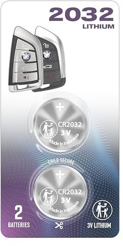 (2 Pack) CR2032 2032 Remote Key Fob OEM Replacement Battery fits Key case Shell Cover Remote Entry fob (2014-2023) for BMW 1 2 5 7 Series X1 X2 X3 X4 X5 X6 M5 M6 Smart Key Prox