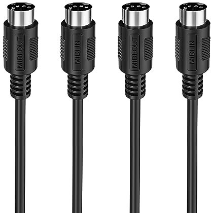Oxmestus 5 Pin Midi Cable, 3.3ft, Black, Male-to-Male, MIDI Cable for Keyboard Synth, External Sound Card, Rack Synth