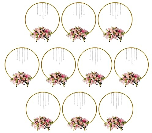 10 Stück Kristallmetall-blumenständer, Hochzeit Metallring, Gold Hochzeit Tafelaufsätze für Tische, Goldvasen Display Ständer für Geburtstag Party Abendessen Veranstaltung Hochzeit Herzstück Tische