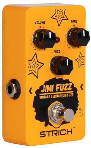 STRICH JIMI FUZZ Gitarrenpedal, Kompaktes Mini-Fuzz für elektrische Gitarre, Klassischer Geräusche, Wahre Umgehung, Einstellbare Lautstärke/Ton/Gain-Regler, Oranger