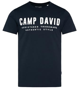 Camp David Herren Basic Logo T-Shirt, Rundhalsausschnitt, 100% Baumwolle, Regular Fit, Mehrere Farben