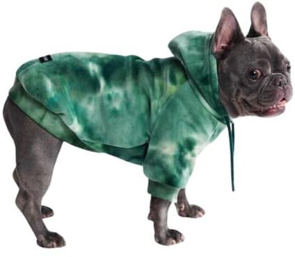 Spark Paws Hunde-Kapuzenpullover, Premium-Qualität, samtweich, überlegener Komfort und Passform, beruhigendes Fleece-Innenfutter, geeignet für alle Rassen, Green Skydye, Größe S