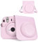 HIYQIN Funda para cámara Instantánea Compatible con Fujifilm Instax Mini 12, Polaroid Camera Mini 12 Bolsa con Correa para el Hombro - Flor Rosa