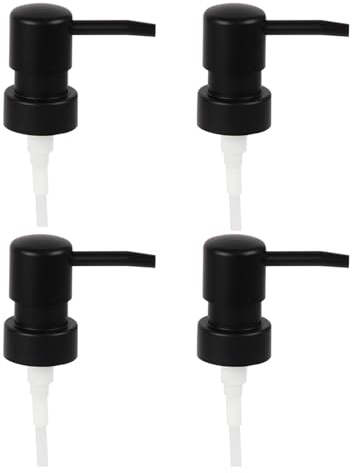 4pcs Soap Dispenser Pump Replacement,Reusable Pump Dispenser with 28mm Thread for Liquid Lotion Jars Bottles(Matte black)