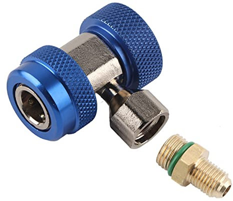 Schnellkupplung, R134 A C Low High Quick Connector Klimaanlage Kupplung Adapter & Abluftventilkern (Blau Niederdruck)