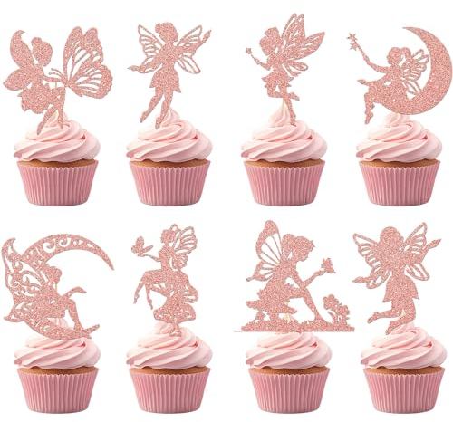 Taskicraft Feen Cupcake Topper Tortendeko - 40 Stück Feen Geburtstag Deko Fairy Cupcake Toppers Tortendekoration Elfen Und Feen Geburtstagsdeko Mädchen Fee Kuchen Topper Tortendeko Party Dekoration