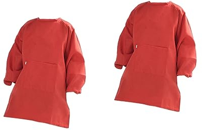 TOYANDONA 2stücke Langarm-malschürze Für Junge Mädchen Rote Kunstschürze Schutzkleidung Für Malen Und Zeichnen Wiederverwendbar Leicht Zu Reinigen Mit Verstellbarem Verschluss Für