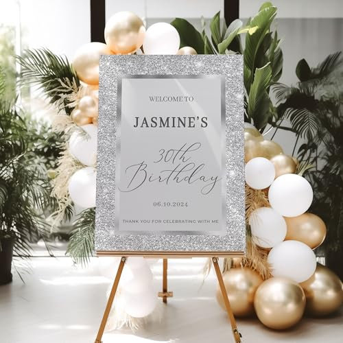 Silver Birthday Party Welcome Sign, Silver Grey Birthday, 18th Birthday Party Decorations, 21st Party Sign, 30th Party Welcome Sign, Silver Grey Party Decorations, Any Age