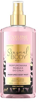 Eveline Cosmetics Pink Panther Sensual Body Mist - Exotische Grapefruit, Bergamotte & Erdbeere mit Jasmin & Moschus - Alkoholfreie vegane Formel für Körper, Haare & Kleidung - Reisegröße