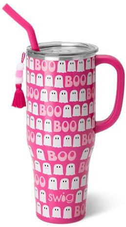 Swig Life 40oz Mega Mug, 40 oz Tumbler with Handle and Straw, Cup Holder Friendly, Dishwasher Safe, Extra Large Insulated Tumbler, Stainless Steel (Faboolous)