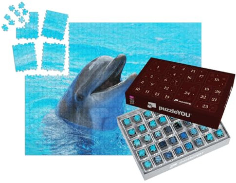 puzzleYOU: Puzzle-Adventskalender | „Delphine in einem Pool“ – aus der Puzzle-Kollektion Delfine, Fische & Wassertiere, Exotische Tiere & Trend-Tiere