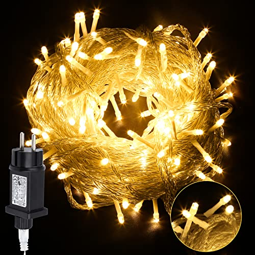 Fiqops LED Lichterkette Außen 200M 1000LEDs 8 Modi, IP44 wasserdicht Lichterketten mit Memory Funktion für Party Hochzeit Garten Balkon Weihnachten, Warmweiß, Weiß Draht