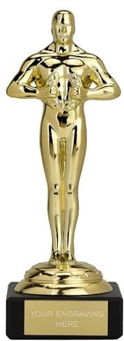 TROPHIESPLUSMEDALS Personalised Gold Achievement Trophy - 17.5cm | Small 7 Award Winner Trophies for Kids School & Adult Sports Reward | Includes Free Metal Plate Engraving | Oscar Collection