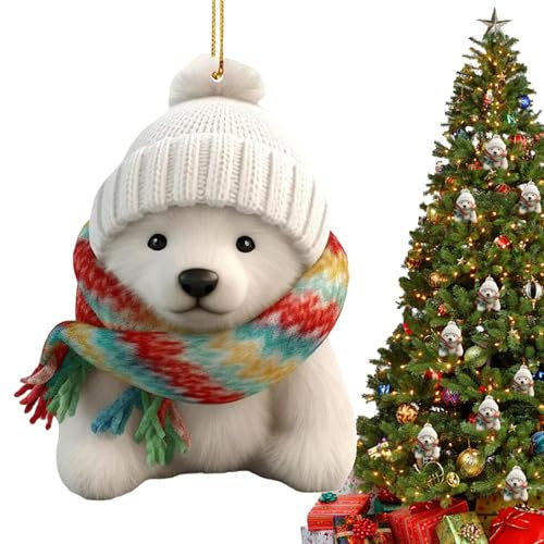 Orso polare, decorazione per albero di Natale, decorazione natalizia 2D, in acrilico, per feste, orso polare