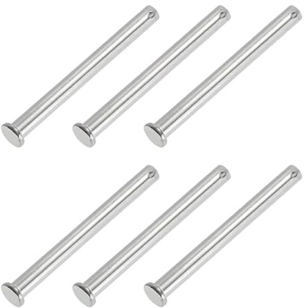 PATIKIL 6 Stück 120mm Lange Steckbolzen 10mm Durch. Flachkopf Edelstahl Bolzen mit Loch 3,2mm Durch. Einlocher Sicherungsbolzen für Industrie Maschinenbau Anhänger Scharnier Möbel, Silber