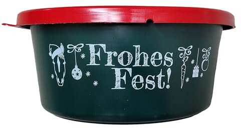 Brama West Leckerlischale 5l | Müslischale mit Deckel für Pferde | Futterschale zur Aufbewahrung | mit festlicher Beschriftung Frohes Fest