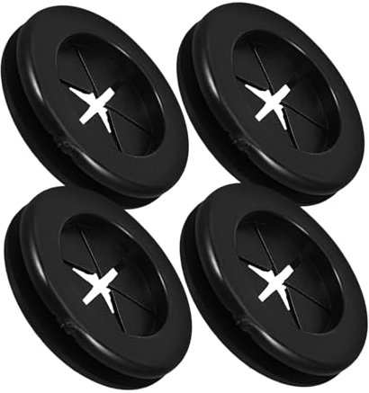 OUNONA 4stücke Teiliges Schwarzes Gummi-doppelloch Schutzring Flexibler Wasserdichter Und Feuerfester Kabeldurchlass Für Büro Heimschreibtisch Sorgt Für Sichere Zugentlastung Und Ordentli