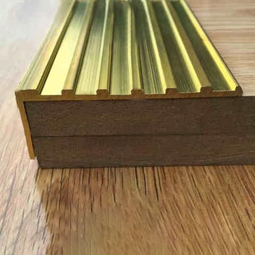 Treppenkantenprofil Messing-Treppenkantenschutz aus Massivem Messing, Rutschfestes Treppenkantenprofil, 1 M Lange L-förmige Bodenübergangsleiste, für Zuhause/ Loft/ Bauernhof/ Büro(6x2.5cm(2 3/8x1))