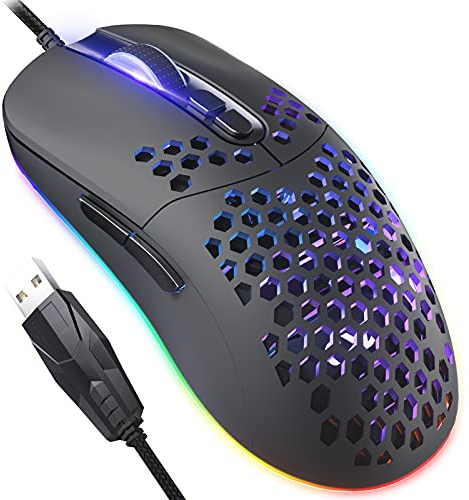 C306 Souris optique filaire USB à 7 boutons pour bureau et maison, forme ergonomique pour Windows, Mac, iPad, PC et ordinateurs portables