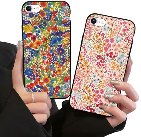 Zrutru 2 Pack Garden Flowers Phone Cases for iPhone SE 2020/SE 2022/7/8 Vintage Girly Floral Design for Girls Women Boy Men,Slim TPU Fashion Protective Cover Funda for iPhone 7 4.7 Inch