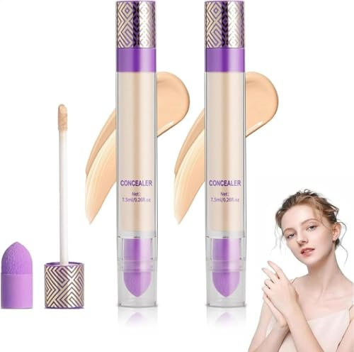 2Pc Concealer Vollbeschwerde | 4 in 1 Concealer Foundation | Sammlung Dauerhafte Perfektion Foundation Cream mit doppelter Ende | Hdring dunkle Ringe Farbkorrigiercreme für alle Haut