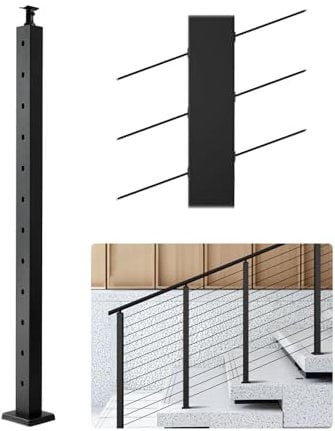 VEVOR Ringhiera per Recinzione da Balcone 1067x100x100 mm da Giardino Balcone Gradini in Acciaio Inox, Kit di Palo per Balaustrata da Terrazza, 1JZLGZXHS106W3XAA001V0