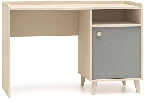 Lomadox Jugendzimmer Schreibtisch 120 cm breit in Sandbeige mit grau fühlbare Struktur mit Stauraum Computertisch Homeoffice Büro