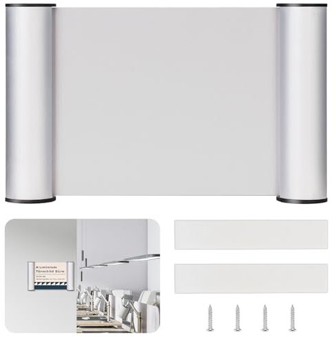 Türschild Büro A6 Aluminium und Klare Abdeckung Türschilder Selbstklebend 148 mm x 105 mm Klebeschild Büro Schild Stabile Namensschild für Zuhause Veranstaltung zum Anschrauben oder Ankleben (1)