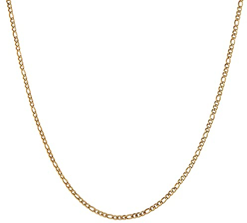 HZMAN 14K Gold Plattierte Figaro Kette für Herren Damen 3mm/5mm/7mm Edelstahl Halskette 16-30 Zoll Schmuck Geschenk (Gold,3mm,22in)