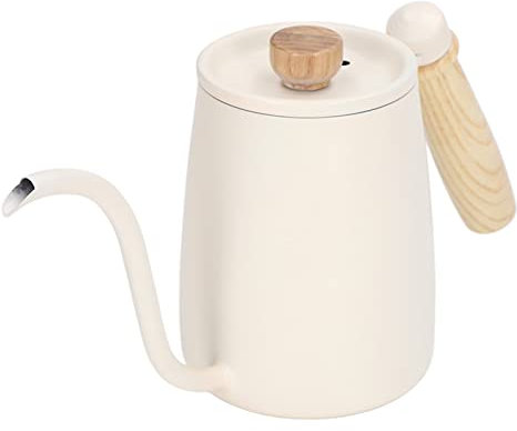 Zerodis Fine Ausguss Edelstahl Gans Hals -Kaffeekanne mit Thermometer Reserveanschluss für eine Genaue Temperaturregelung für Zuhause (Beige)