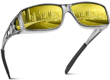 kunchu Night Driving Glasses For Men-Anti Glare Night Driving Glasses For Women-Yellow Lens Night Vision Glasses-Black Glasses-Wrap Around Sunglasses Mens,A02