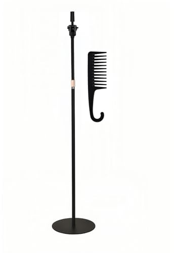 PreSilkee Support de tête de mannequin amélioré, hauteur réglable (76,2 à 133,2 cm), base en métal renforcé et stable, support de perruque pour coiffure, entraînement avec 1 peigne à dents larges
