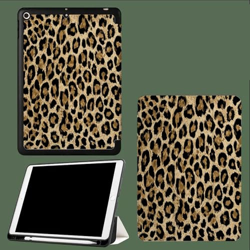 Custodia per iPad (A16) 11ª gen 11 2025/per iPad 10ª gen 10,9 2022,cover sottile con supporto, portapenne integrato, riattivazione/sospensione automatica,Texture Stampa Leopardata