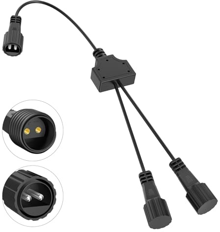 AGOTD Lichterkette Verteiler, 2 Pin Verlängerungskabel, Lichterketten Stecker Splitter IP65 Wasserdicht 1 bis 2 Y-Verteiler für Weihnachtsbeleuchtung Außen, Eisregen, G40 Globe Lichterkette