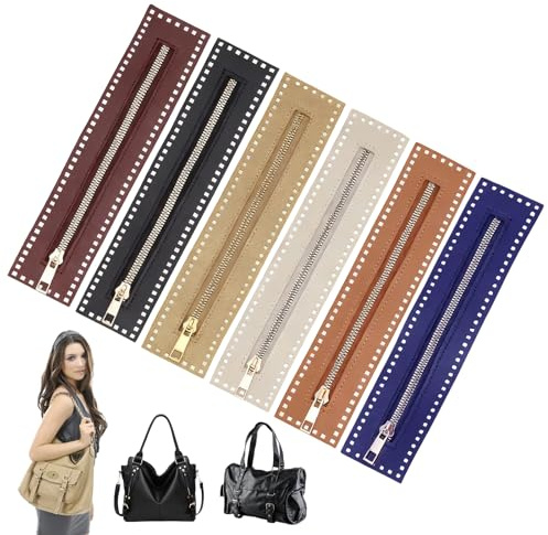 Chiusura lampo in pelle PU, 6 colori, 27 × 5,9 cm, in pelle PU, chiusura lampo per cucire telaio con cerniera, borse all'uncinetto