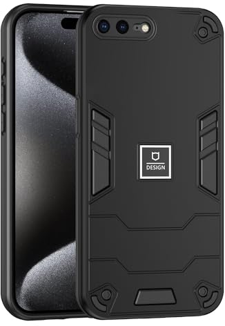 PREDCFVY For iPhone 7 Plus/8 Plus Case Military Grade Drop Proof Duty Full Body Protective TPU Rubber and Hard PC Phone Cover Matte Textured(Black)
