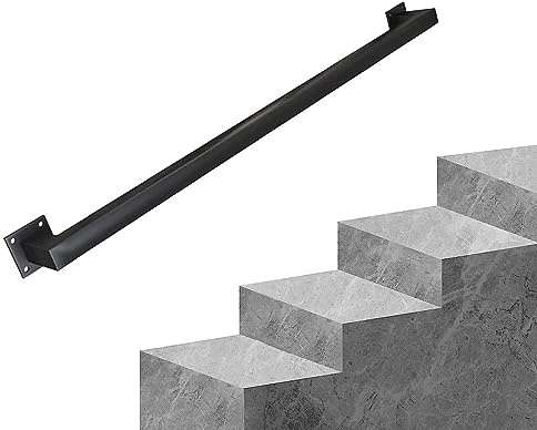 ZHANGXAO Ringhiera per Scale, balaustre in Tubo Quadrato Nero/Bianco/Oro, corrimano per Scale per gradini Esterni o ringhiera per Scale Interne, Kit Completo di Asta di Supporto a Parete in Ferro Bat