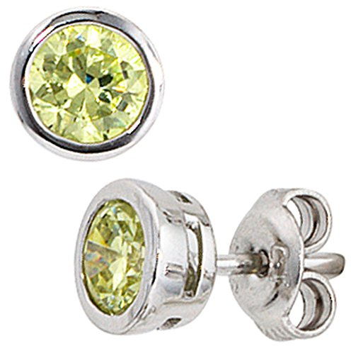 Jobo Damen-Ohrstecker aus 925 Sterling Silber mit grünen Zirkonia Rund