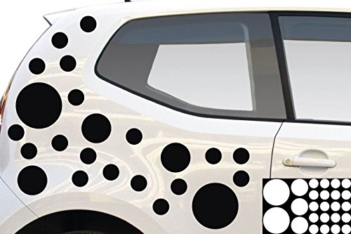 kleb-Drauf® - 25 Punkte/Schwarz - matt - Aufkleber zur Dekoration von Autos, Motorrädern und Allen Anderen glatten Oberflächen im Außenbereich; aus 19 Farben wählbar; in matt oder glänzend