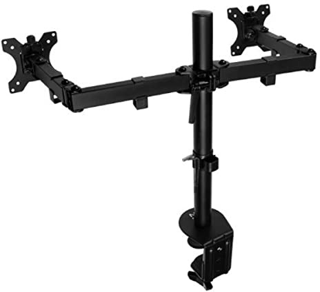Ewent EW1512 Dual Monitor Stand, Dual Monitor Arm, Ergonomic Dual Monitor Stands for Desks, 13-27 inch TV/Monitor Support Bracket, Adjustable Height, Tilt and Swivel, with Clamp,VESA 75X75 and 100X100