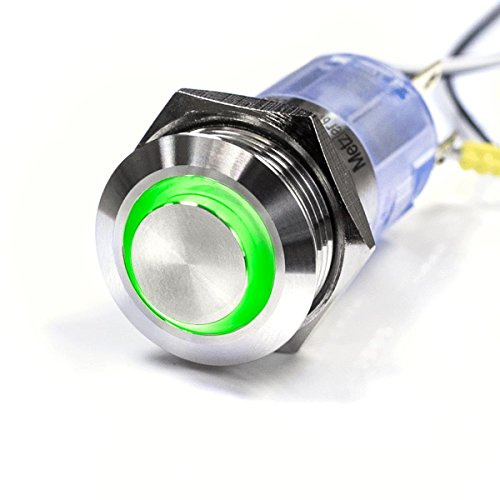Metzler® LED-Drucktaster 16mm mit Ringbeleuchtung und ertastbarer Fläche grün IP67 wasserdicht rostfreier Edelstahl vielseitig einsetzbar für Außenbereich Auto Boot Modellbau 10 JAHRE ERSATZTEILVERFÜG