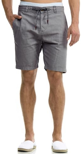 Indicode Herren Bowmanville Shorts aus Leinen & Baumwolle Atmungsaktiv
