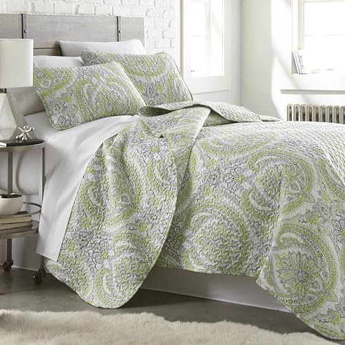 Southshore Fine Living, Inc. Farmhouse Paisley Bettwäsche-Set, leicht, Decke, Tagesdecke, Grün, Full/Queen