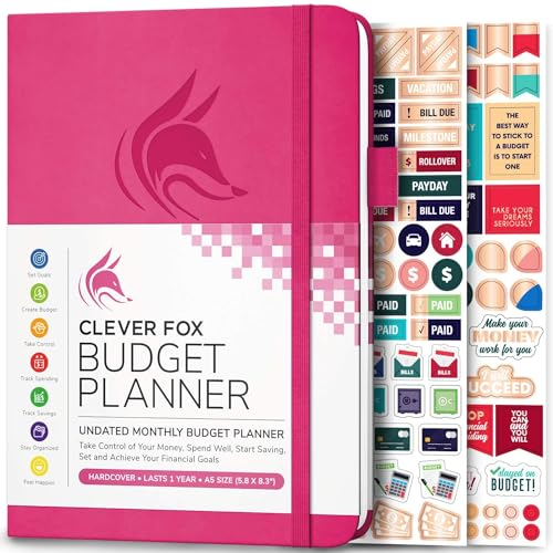 Clever Fox Budget Planer - Ausgaben Tracker Botizbuch. Monatliches Budgetierungsjournal, Finanzplaner und Rechnungsbuch zur Kontrolle Ihres Geldes, A5 - Heißes Rosa (Englisch)