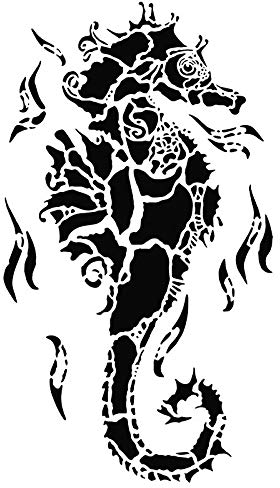 Ideen mit Herz Laser-Kunststoff-Schablone DIN A4 für Textilgestaltung, Wandgestaltung, Fenster, Papier, Scrapbooking, Kinder, Basteln, DIY, (Seepferdchen)