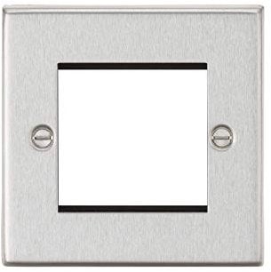 Knightsbridge CS2GBC 2G Modular Faceplate - Square Edge Brushed Chrome, 10.5 mm*89.0 mm*89.0 mm